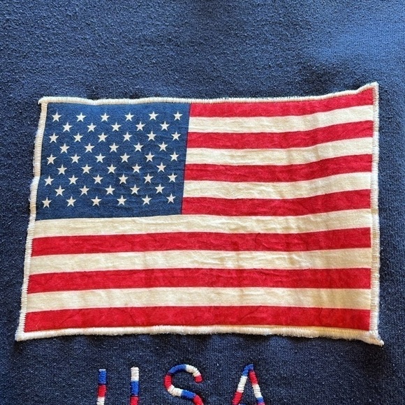 VTG-fruit of a loom-3X-navy blue-USA flag graphic embroidery crewneck sweatshirt - Picture 11 of 11
